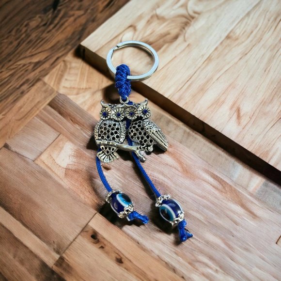 Stainless Steel Keychain Evil Eye Owls Keychain Turkish Eye Keyring Small Gifts - Picture 1 of 6